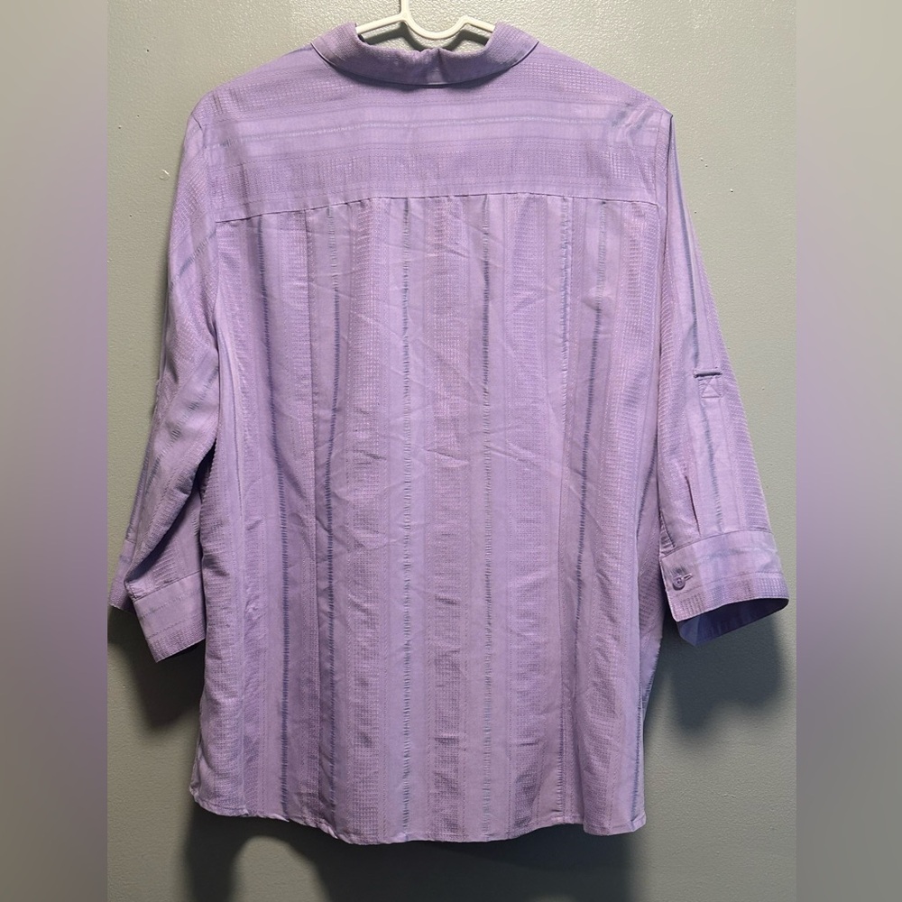 Woman’s Croft & Barrow Lavander Button Down Shirt 3/4 Roll Tab Sleeve Size 1X - Picture 2 of 13